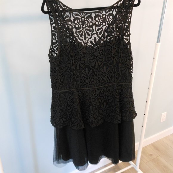 Adrianna Papell Black Lace Peplum Party Dress - Size 16 - Picture 6 of 10